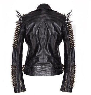 Black Silver Spiked Leather Jacket