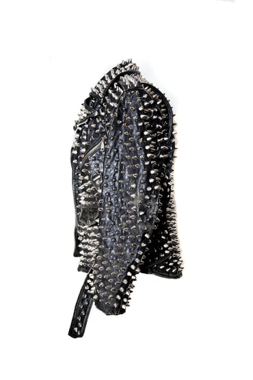 Steel Siren Heavy-Spike Studded Leather Jacket