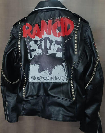 Rancid Patch Spiked Leather Jacket