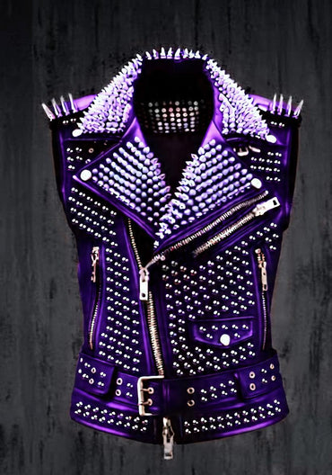 Violet Vendetta Studded Brando Leather Vest