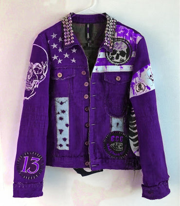 Violet Havoc Skull-Stud Denim Jacket