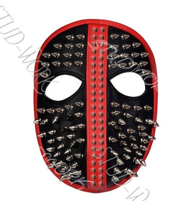 Unisex Silver Studded Leather Face Mask