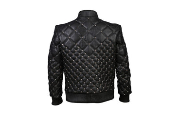 Men’s Quilted Gothic Studded Leather Jacket