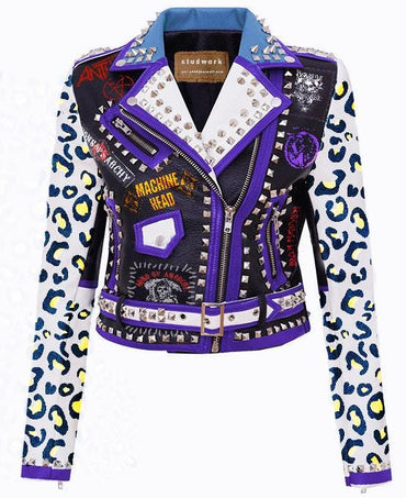 Purple Cheetah Patchwork Jacket