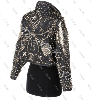 No.13 Heart Anarchy Studded Leather Biker Jacket