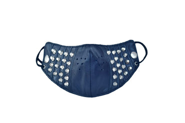 Unisex Silver Spiked Leather Face Mask