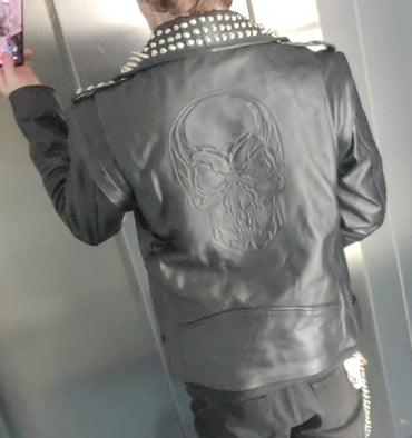 Black Gunmetal Spiked Skull Jacket