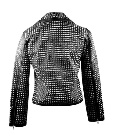 Round Studded Motorbike Leather Jacket