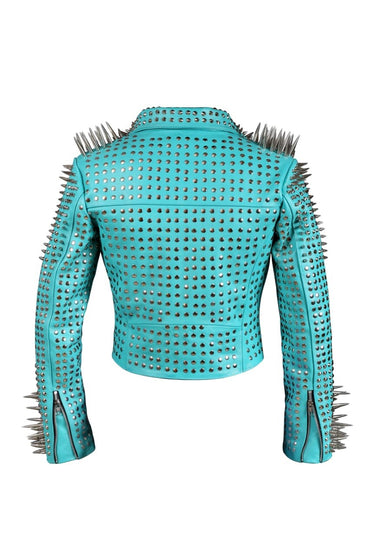Ice Warden Long Spiked Leather Biker Jacket