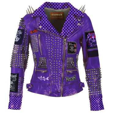 Steampunk Spiked Patchwork Leather Jacket
