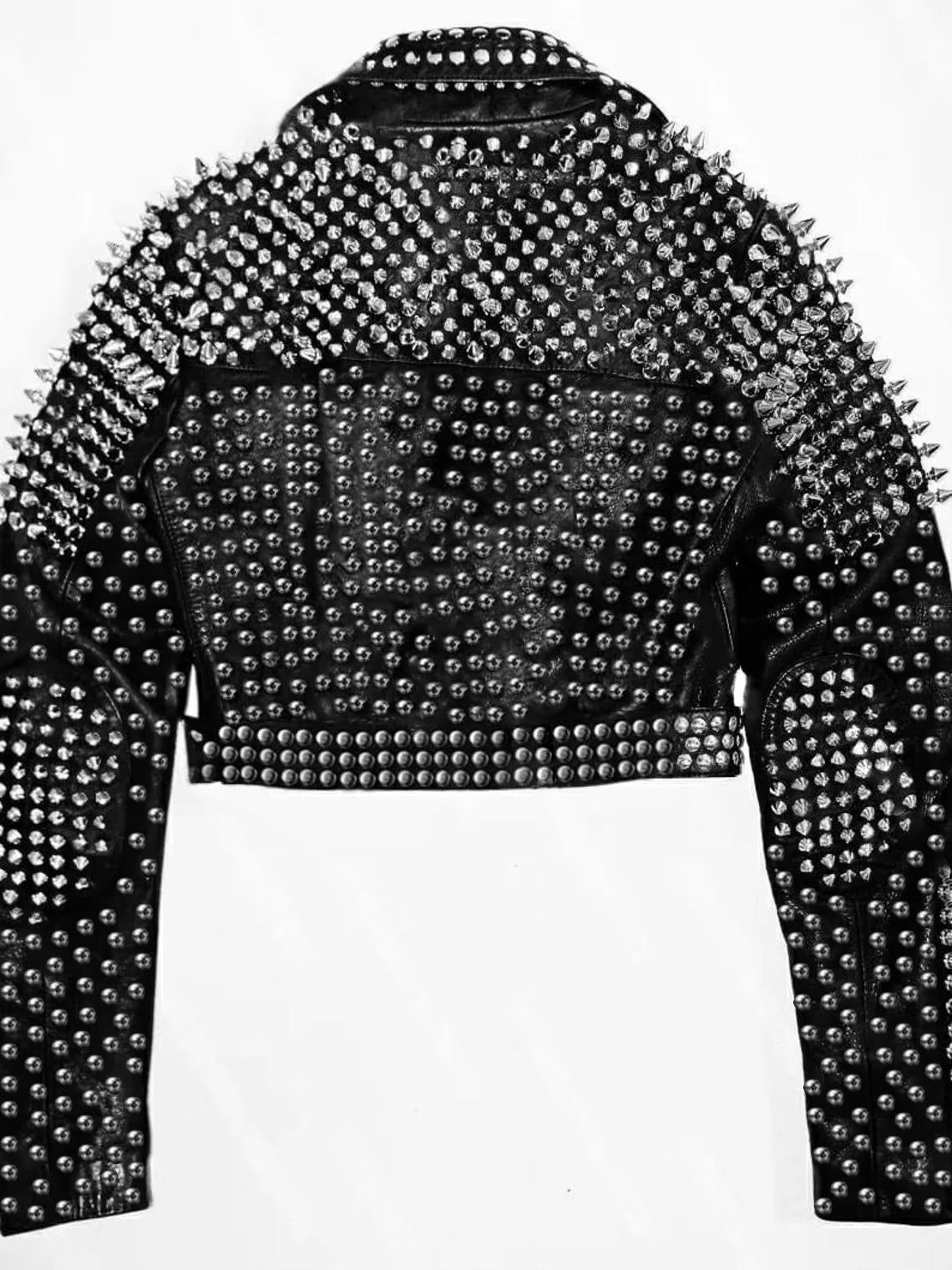 Silver Studded Brando Leather Jacket