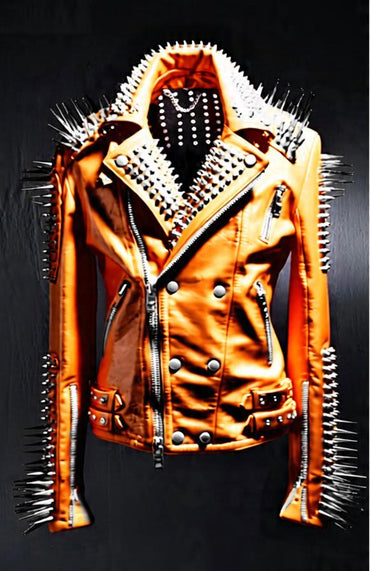 Cobalt Carnage Bullet-Spike Brando Leather Jacket