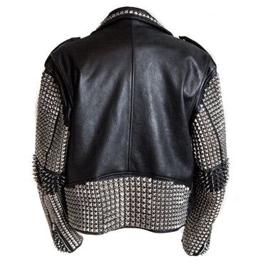 Black Riot Forge Studded Leather Biker Jacket