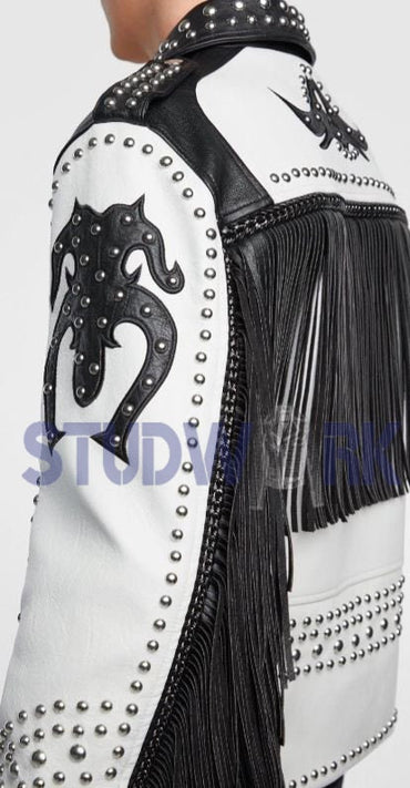 Two Tone Black Leather Jacket