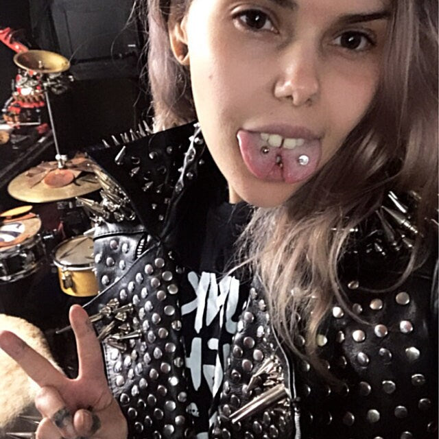 Neon Viper Studded Punk Leather Biker Jacket