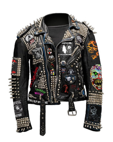 Anarchy Howl Studded Punk Leather Jacket