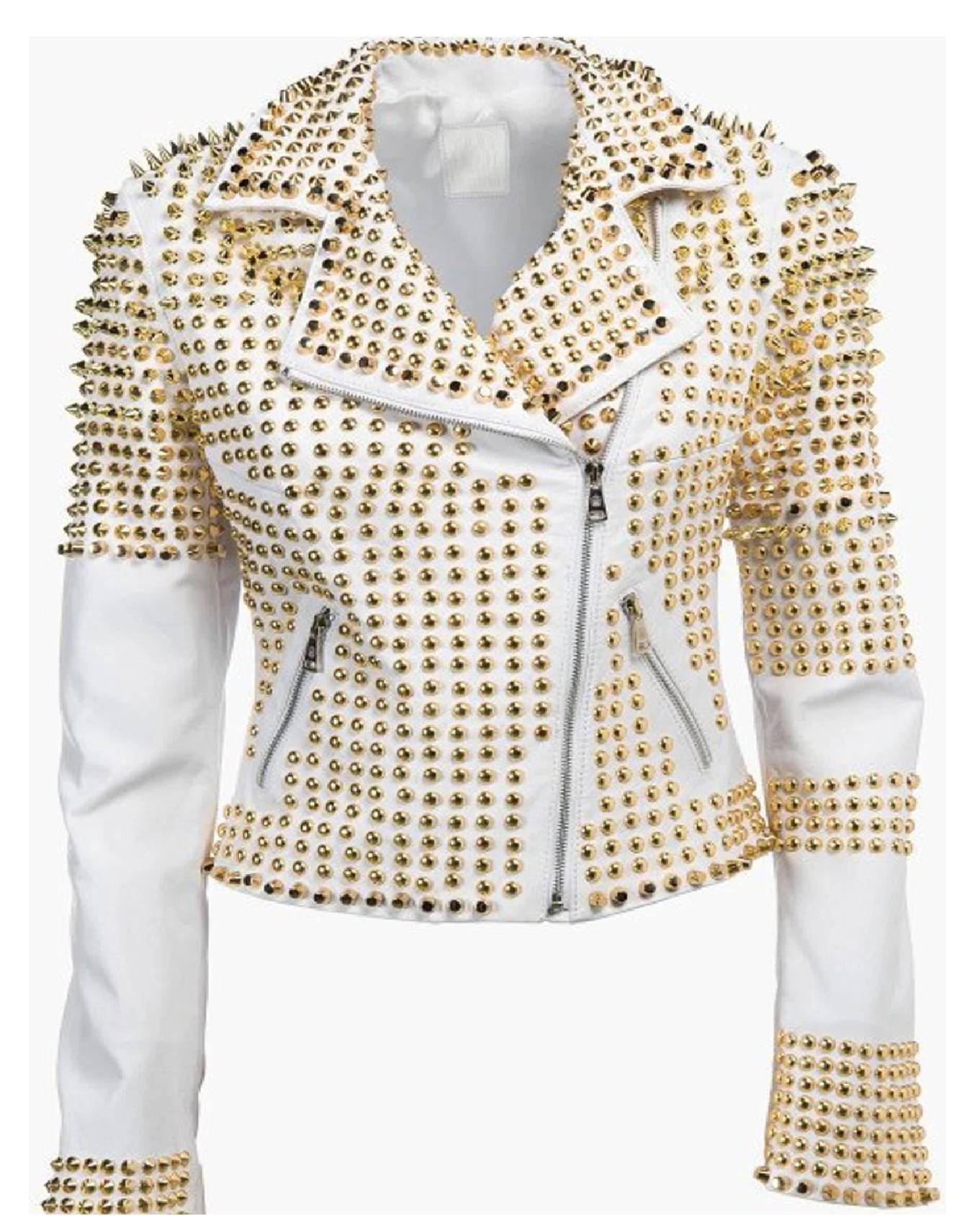 Woman White Leather Jacket