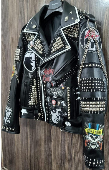 Patches Studded Biker Jacket
