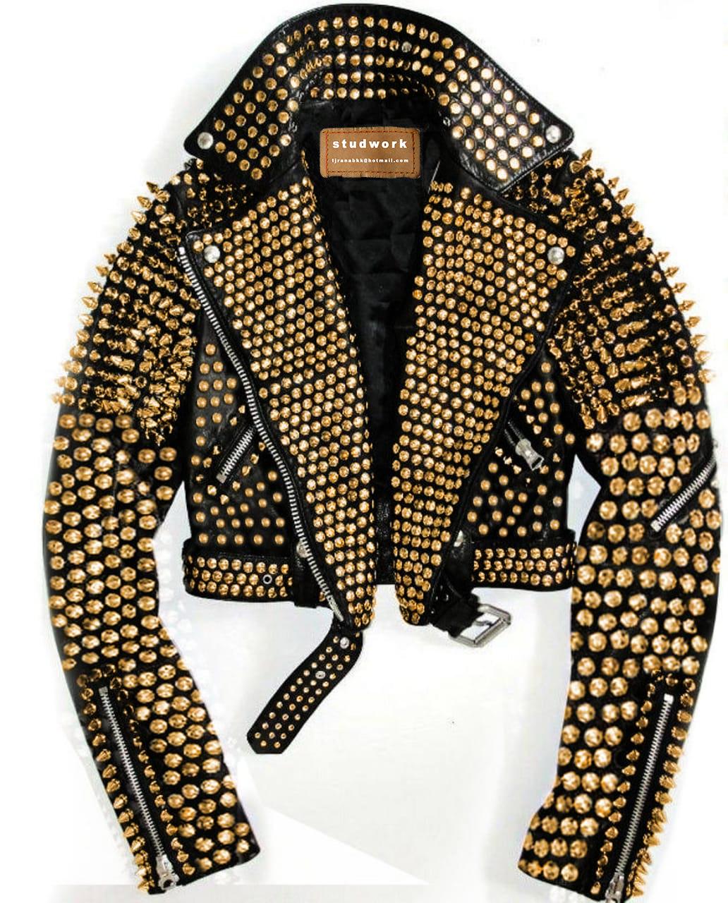 Golden Riot Studded Punk Leather Jacket