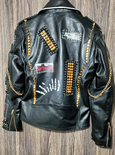 Studded Chain Leather Jacket