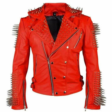 Red Spiked Leather
