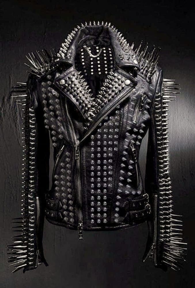 Iron Cathedral Long-Spike Studded Leather Jacket