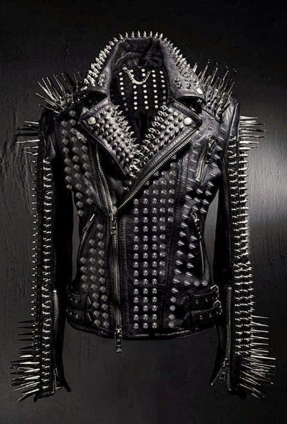 Iron Cathedral Long-Spike Studded Leather Jacket