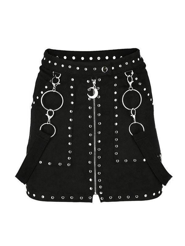 Crossfire Studded Suede Leather Skirt