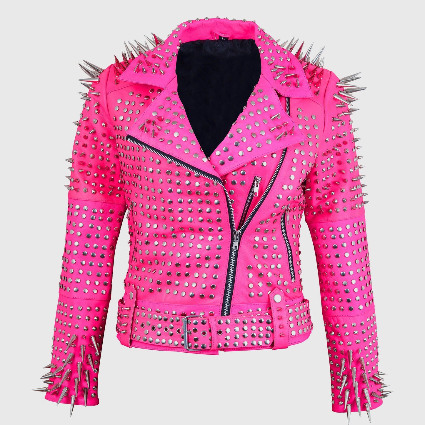 Blush Anarchy Spiked Leather Brando Jacket
