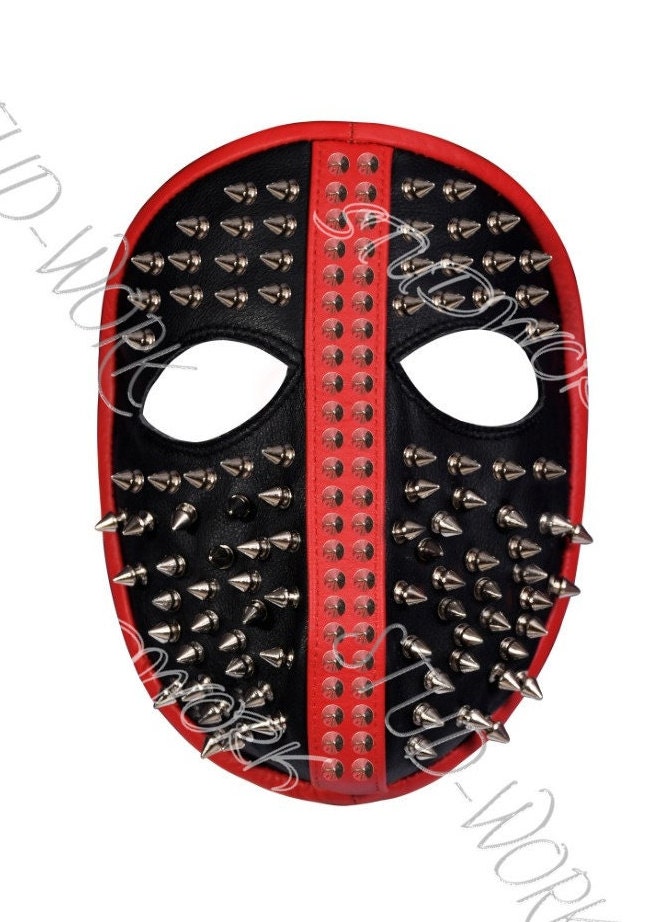Unisex Silver Studded Leather Face Mask
