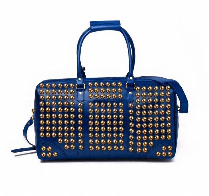 Blue Venom Studstorm Leather Handbag