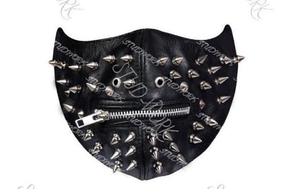 Obsidian Ritual Studded Leather Face Mask