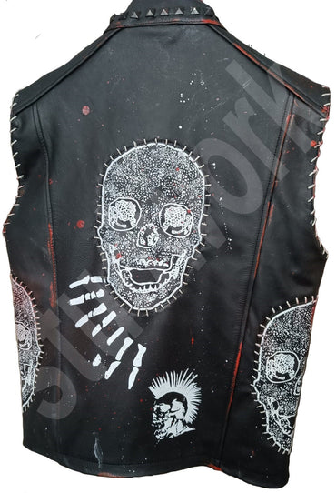 Obsidian Pyramid Studded Leather Biker Vest