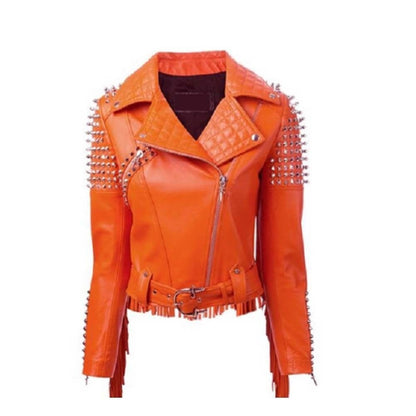 Customized Silver Studded Motorbike Jacket