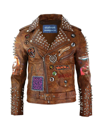 Tiger Print Cowhide Leather Jacket