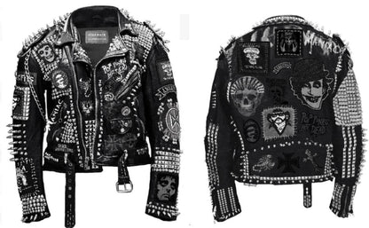 Blue Riot Relic Studded Punk Leather Jacket