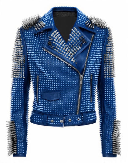 Vixen Midnight Spiked Brando Leather Jacket