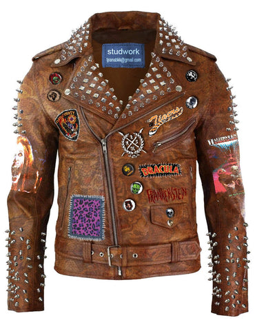 Tiger Print Cowhide Leather Jacket