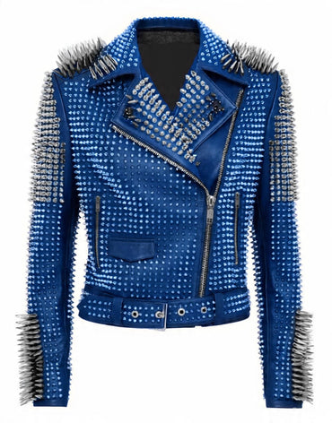 Vixen Midnight Spiked Brando Leather Jacket