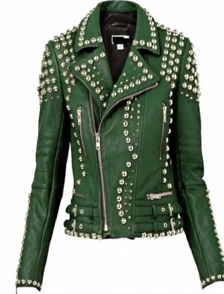 Women’s Green Punk Biker Jacket