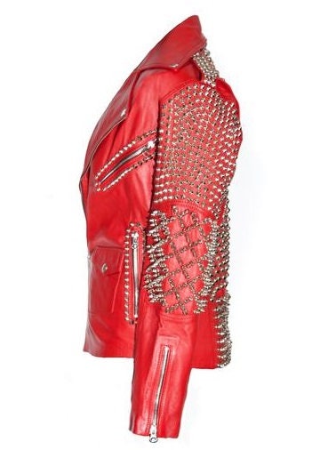 Red Punk Leather Jacket