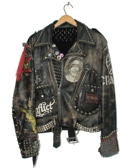 Riot Crown Cone-Studded Brando Leather Jacket