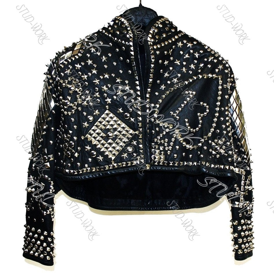 No.13 Heart Anarchy Studded Leather Biker Jacket