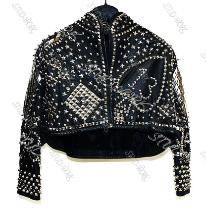 No.13 Heart Anarchy Studded Leather Biker Jacket