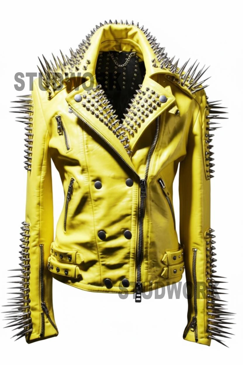 Solar Riot Silver-Spiked Brando Leather Jacket