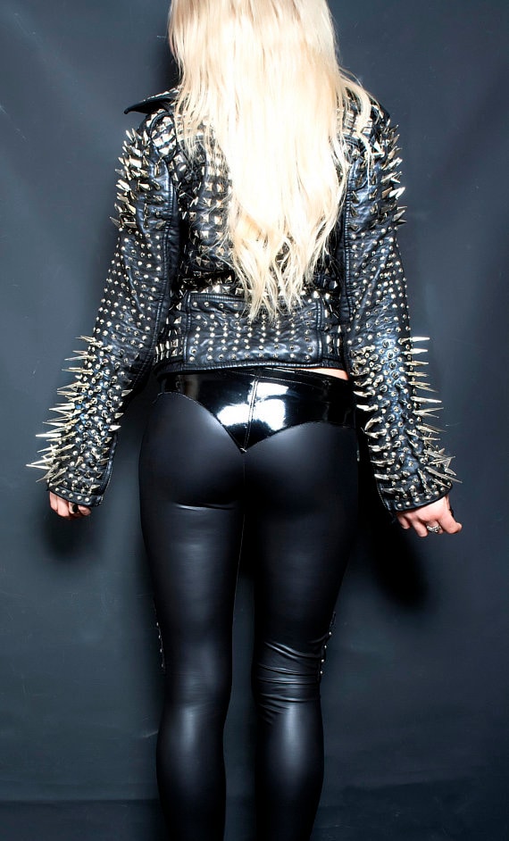 Full metal studded spiked black biker Punk Jacket