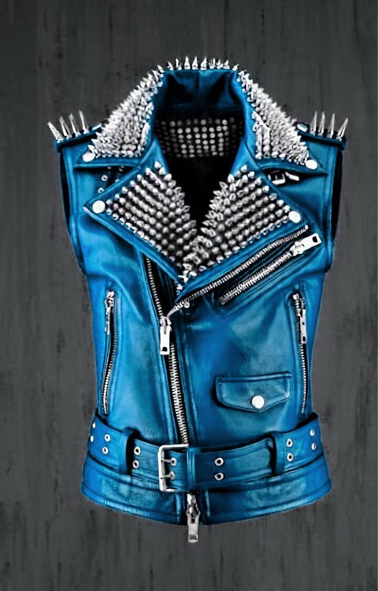 Midnight Fire Spiked Leather Vest