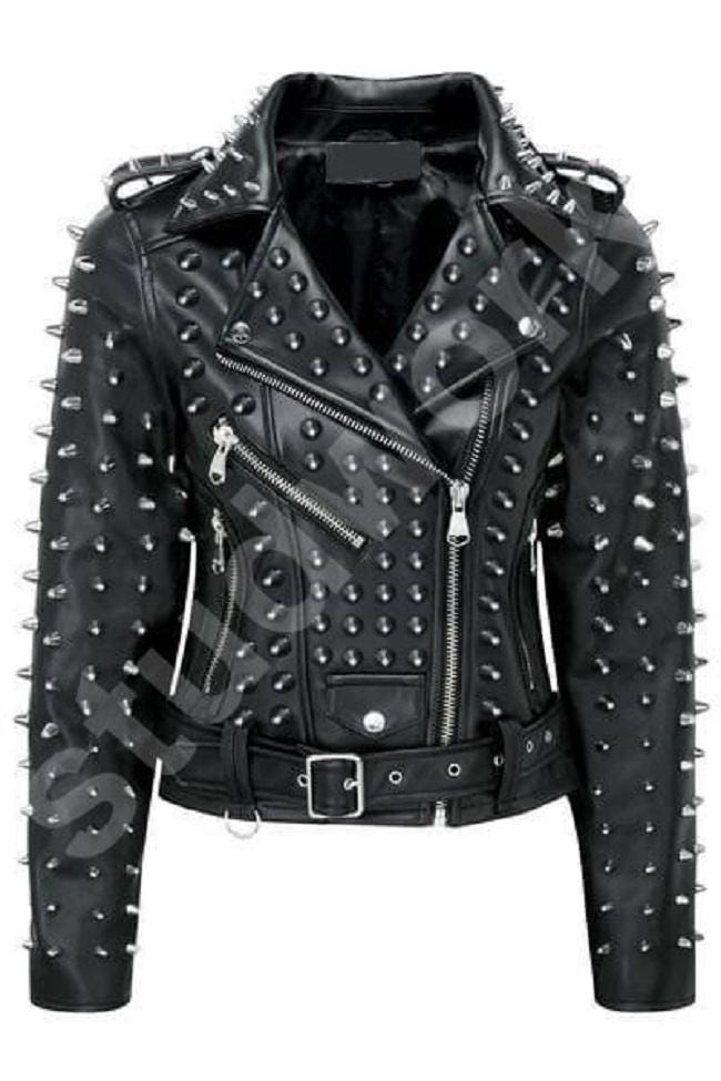 Gothic Steampunk Conical-Stud Biker Jacket