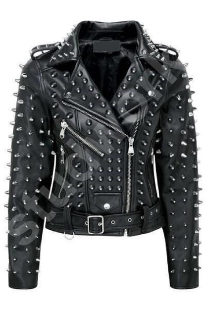 Gothic Steampunk Conical-Stud Biker Jacket