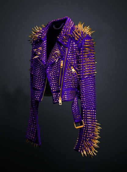 Purple Punk Gothic Leather Jacket